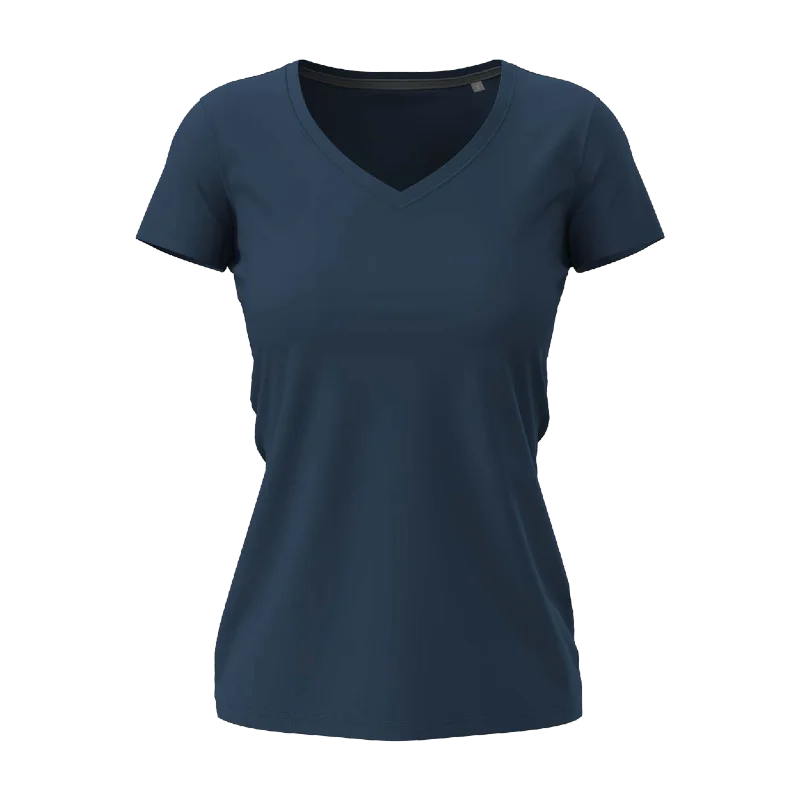 ST9710 Navy Blue | Stedman Stretch-T V-Neck Damen | Figurbetontes T-Shirt